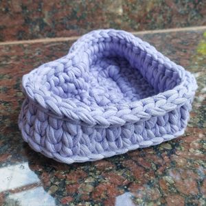 Lilac Heart Crocheted Basket