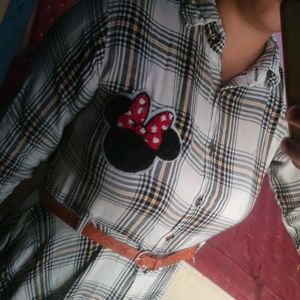 Micky Mouse Sticker Dress With Belt