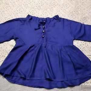 Flair Bell Sleeves Navy Blue Short Top