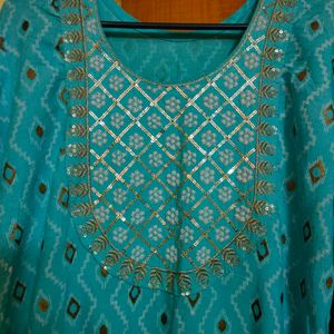 Beautiful blue kurti with Zari work