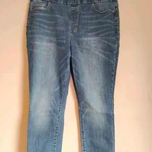 Plus Size Denim Jeans With Elastic Waist