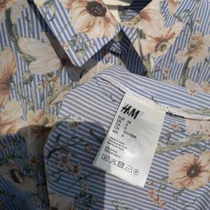 H&M Floral Blue Sleeveless Top