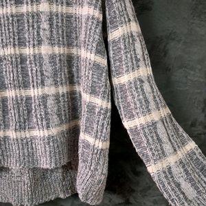 Women Oversized Grey Stripped Sweater