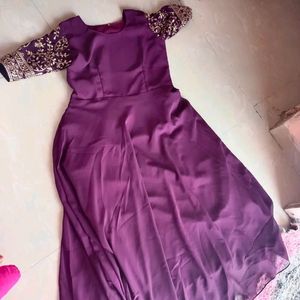 Indo Western Gown With Dupatta Zari Work