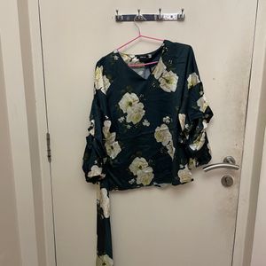 Floral Peplum Top With Belt