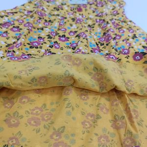 Yellow Floral Frock For Baby Girls