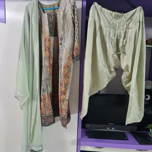 Beautiful Chinnon Dress With Chiffon Dupatta