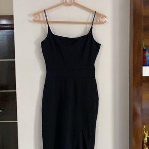 Sleeveless High Slit Black Dress