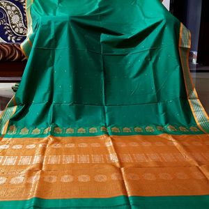 New✅ Green Saree Polysilk✅