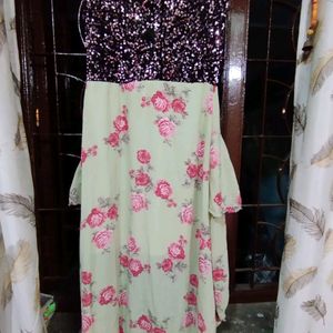 Sequence And Floral High N Low Gown. Sweet heart