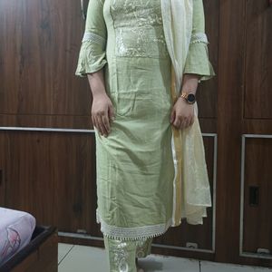 Cotton Thread Work Kurta Pants