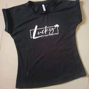 Black T-shirt, L Size, Stretchable Cloth