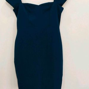 Athena Blue Curvy Fitted Sweetheart Neck Dress