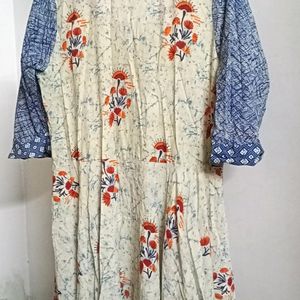 Beige And Blue Anarkali Kurta