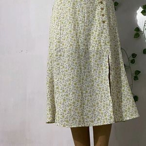 Floral Print A Line Skirt