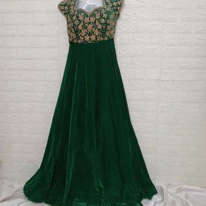 Velvet Gown Zari Hand Embrowdariy  Diganar G0wn