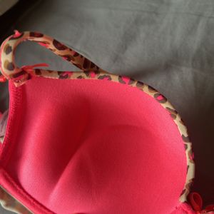 Neon Pink Cheetah Print Push-up Bra