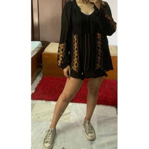 Black handwork Top/tunic