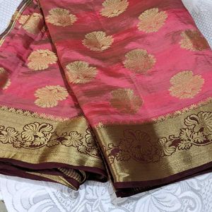 Beautiful Silk Saree New With Matching Stitched B