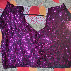 Purple Padded Party Wear Blouse