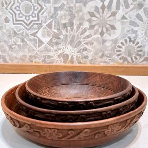 New Wooden Antique Bowl Set Of 3