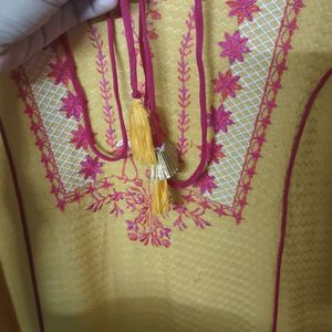 Yoke Design Mustard Yellow Kurta