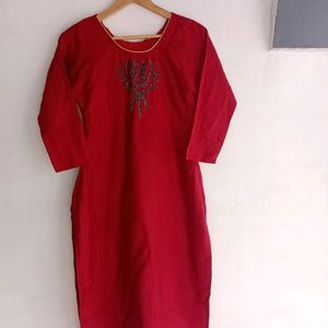 Dark brown colour kurta for women.