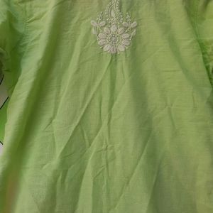 Green Chikankari Kurti