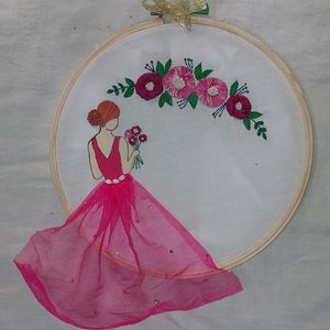 Girly Hand Embroidery Wooden Hoop