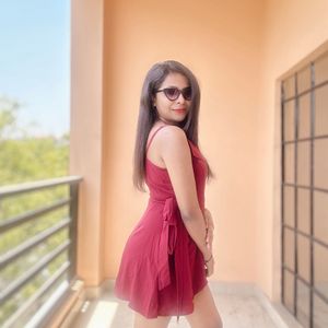 Burgundy Solid Playsuit/Jumpsuit