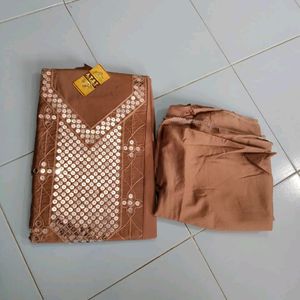 "BROWN" Full Worked Unstitched Suits