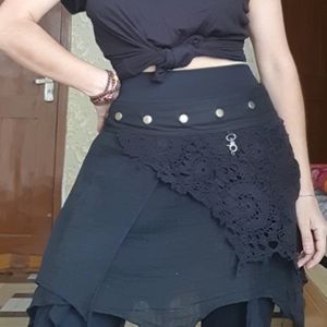 Goa Style Layered Mini Skirt