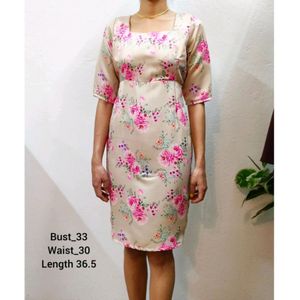 Mid Length Dress With Floral Print