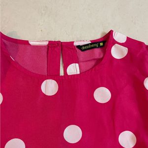 dressberry women pretty pink polka dotted top