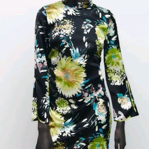 Zara Black Printed Mini Dress