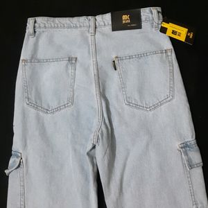 Ladies New Light Blue Cargo Jeans