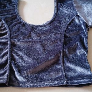 Soft Velvet Fabric Readymade Blouse Elbow Sleeves