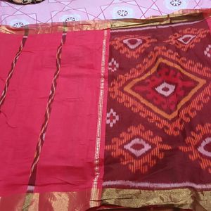 Cotton silk red saree