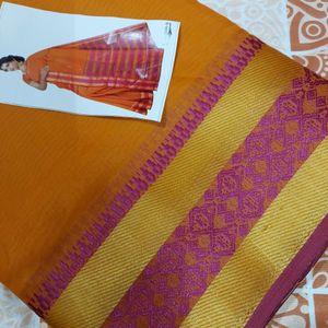 Mustard Women's Cotton Saree