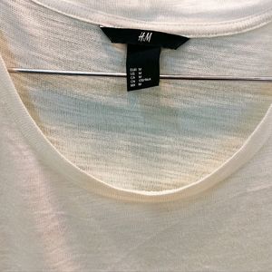✨H&M White Puff Sleeve Round Neck Top