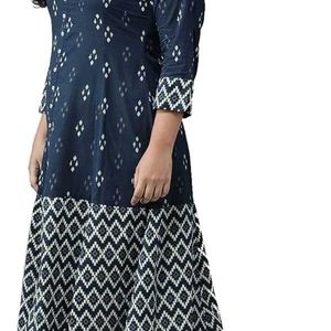 Women's Cotton Ikat Printed A-Line Kurta