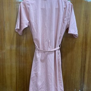 A Subtle Peach Color Collared T Shirt Dress