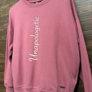 Women Pink & White Typography Print Sweatshirt