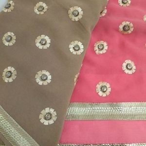 Beige And Pink Saree