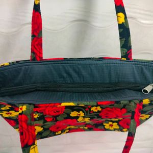 Cute Floral Red Basket Like Handbag (Handmade)