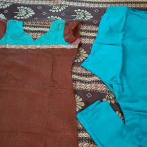 Kurti With Churidar And Net Dupatta