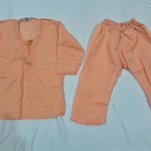 New Unused Baby Kurta Pajama Light Orange Colour