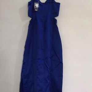 Navy Blue Satin Dress