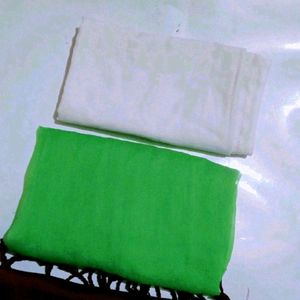 1 Winter Stole,2 Pure Cotton White & Green Dupatta