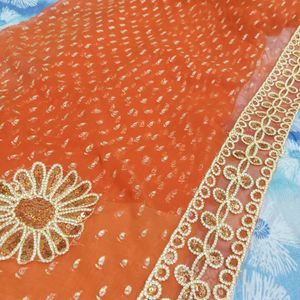 New Georgette Orange Saree